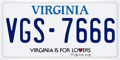 VA license plate VGS7666