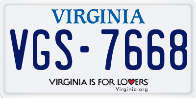 VA license plate VGS7668