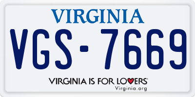 VA license plate VGS7669