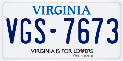 VA license plate VGS7673
