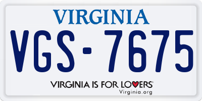 VA license plate VGS7675