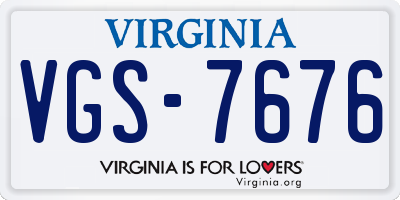 VA license plate VGS7676
