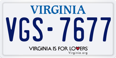 VA license plate VGS7677