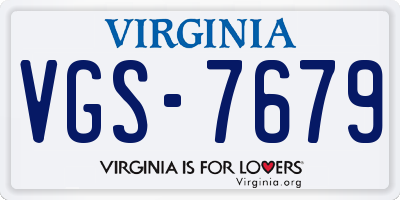 VA license plate VGS7679