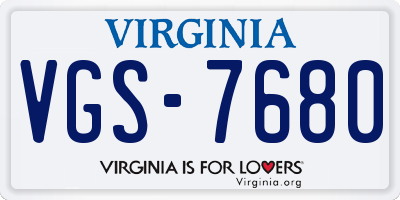 VA license plate VGS7680