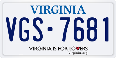 VA license plate VGS7681