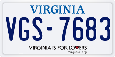 VA license plate VGS7683