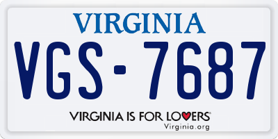 VA license plate VGS7687