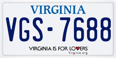 VA license plate VGS7688