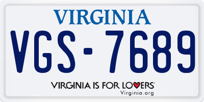 VA license plate VGS7689