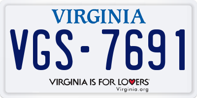 VA license plate VGS7691