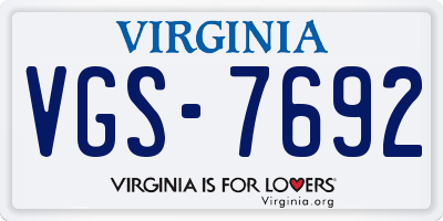 VA license plate VGS7692