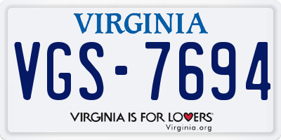 VA license plate VGS7694