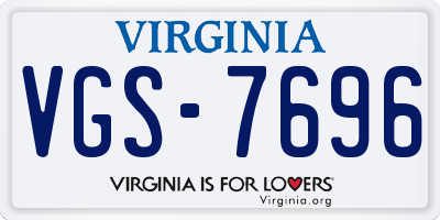 VA license plate VGS7696