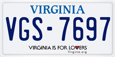 VA license plate VGS7697