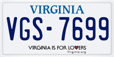VA license plate VGS7699