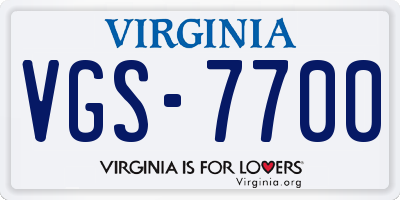 VA license plate VGS7700