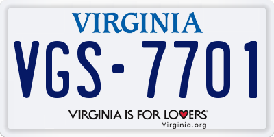 VA license plate VGS7701