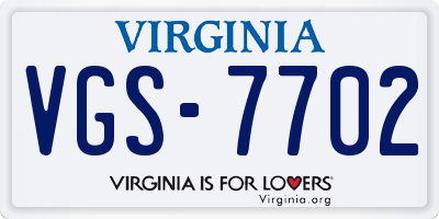 VA license plate VGS7702