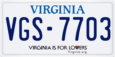 VA license plate VGS7703