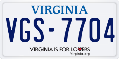 VA license plate VGS7704