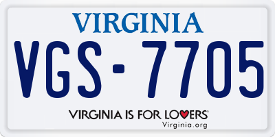 VA license plate VGS7705
