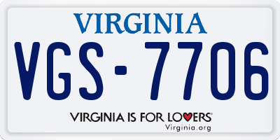 VA license plate VGS7706