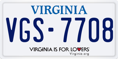 VA license plate VGS7708