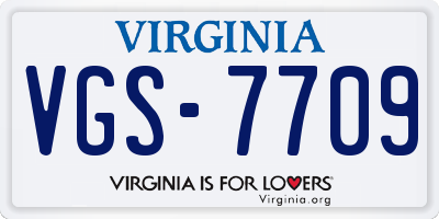 VA license plate VGS7709
