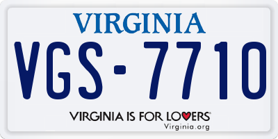 VA license plate VGS7710