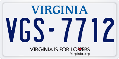 VA license plate VGS7712