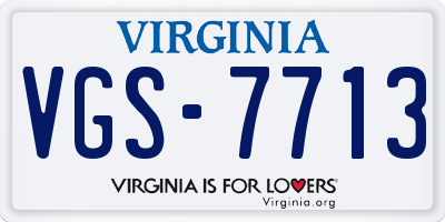 VA license plate VGS7713