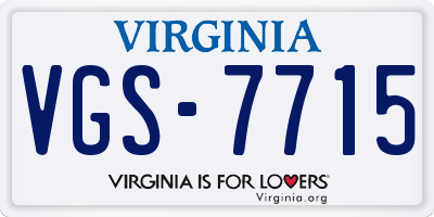 VA license plate VGS7715