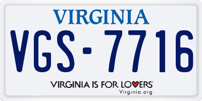 VA license plate VGS7716