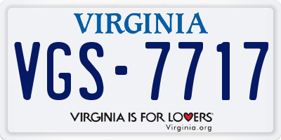 VA license plate VGS7717