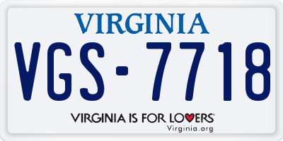 VA license plate VGS7718