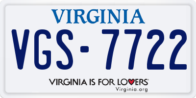VA license plate VGS7722