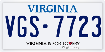 VA license plate VGS7723