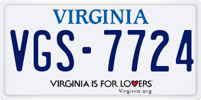 VA license plate VGS7724