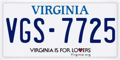 VA license plate VGS7725