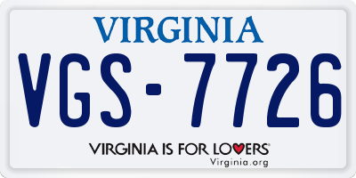 VA license plate VGS7726
