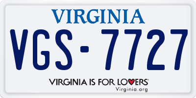 VA license plate VGS7727