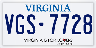 VA license plate VGS7728