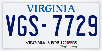 VA license plate VGS7729