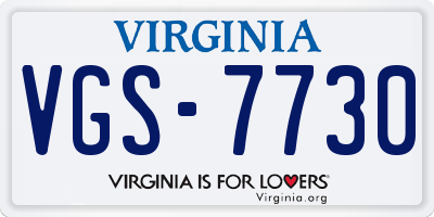 VA license plate VGS7730