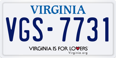VA license plate VGS7731