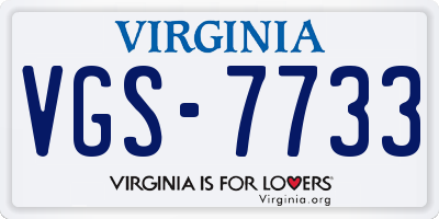 VA license plate VGS7733