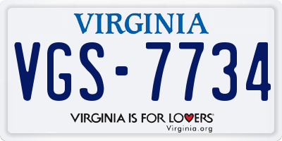 VA license plate VGS7734