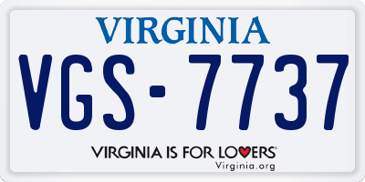 VA license plate VGS7737