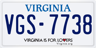 VA license plate VGS7738
